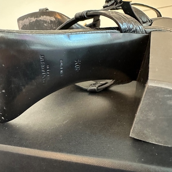 YSL Cassandra Blocked Heel Sandals Crocodile Embossed Leather 75 - Picture 7 of 8